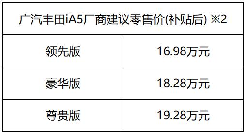 510km纯电续航!广汽丰田iA5售16.98万元起 汽车频道 第1张 510km纯电续航!广汽丰田iA5售16.98万元起 汽车频道 第1张